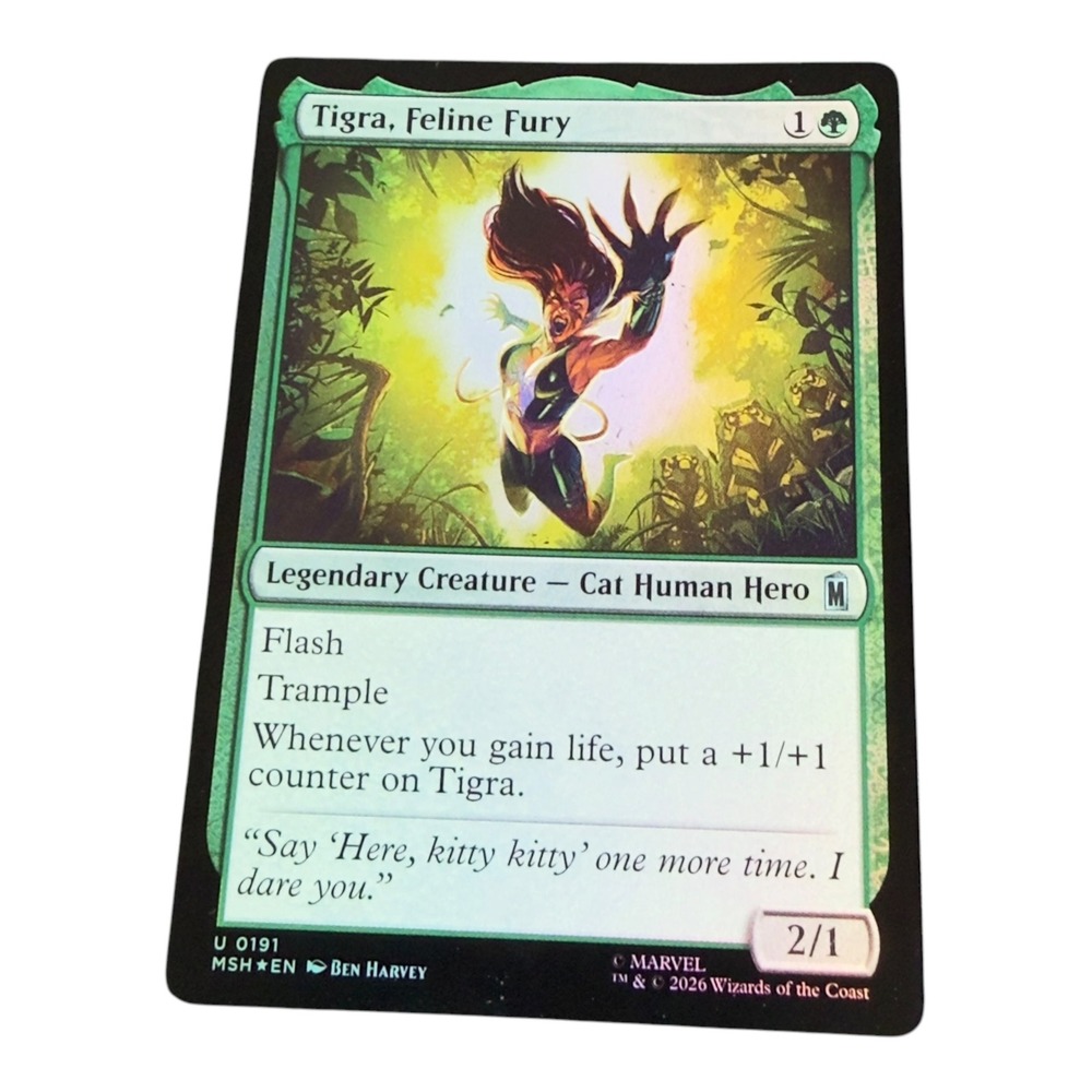 Magic The Gathering Tigra Feline Fury 0191 Marvel Secret Lair Green MTG Card